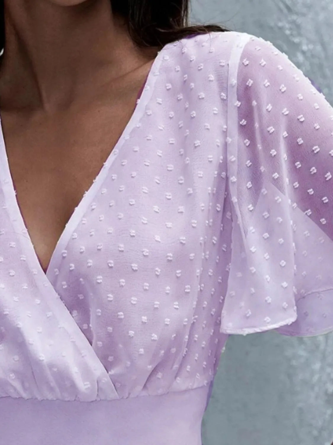Short Sleeve Smocked Swiss Dot Blouse