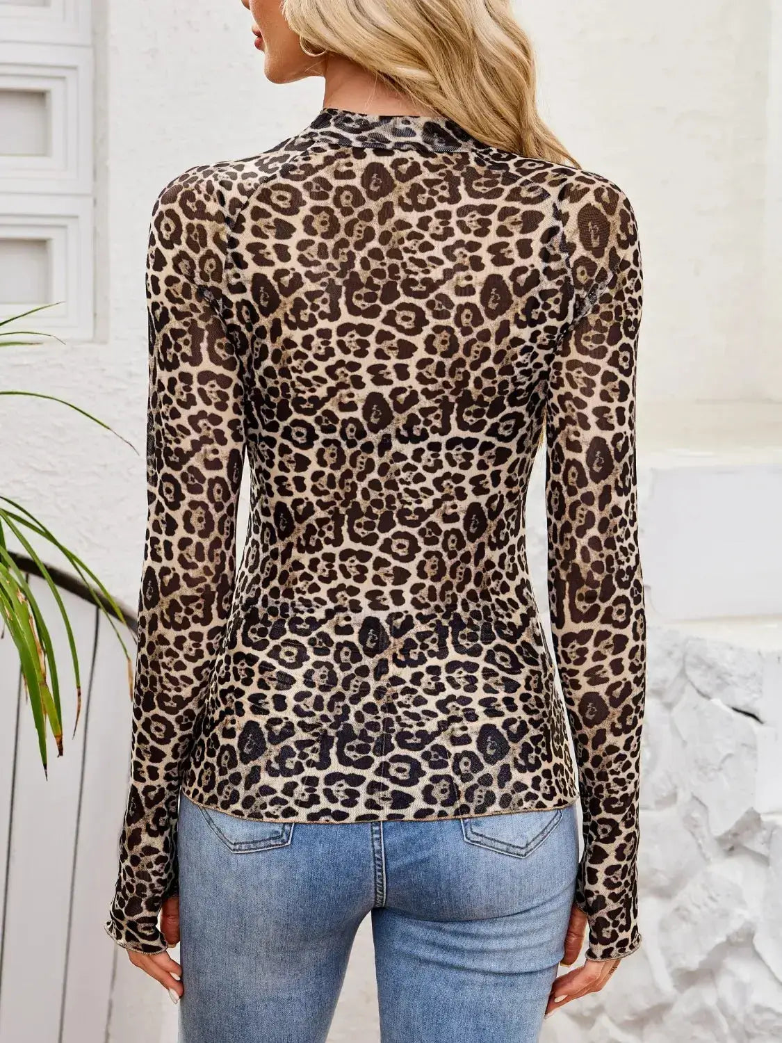 Floral Mock Neck Long Sleeve Top - Clothes For Her Online Store