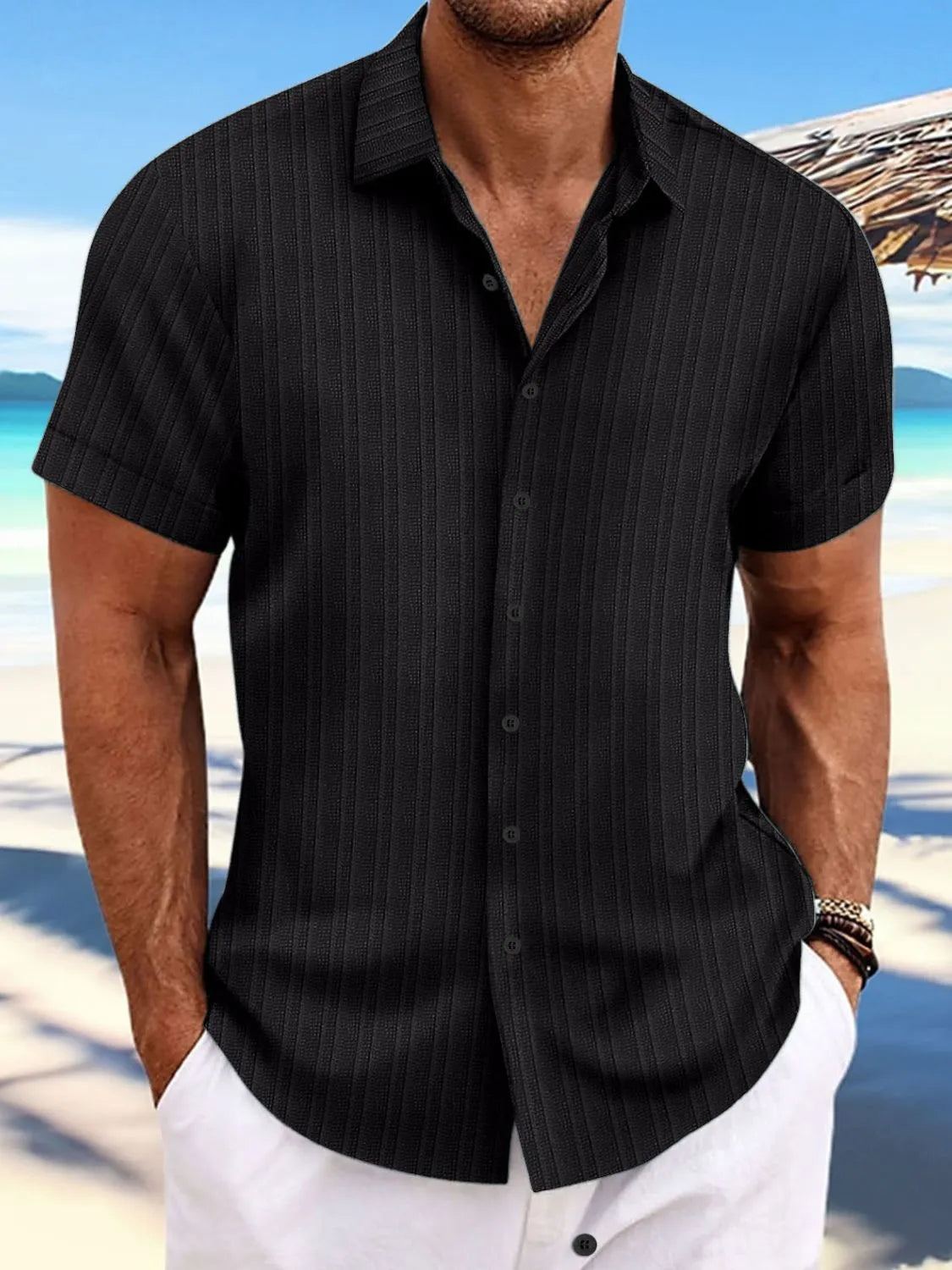 Men's Full Size Button Up Short Sleeve Shirt Plus Size