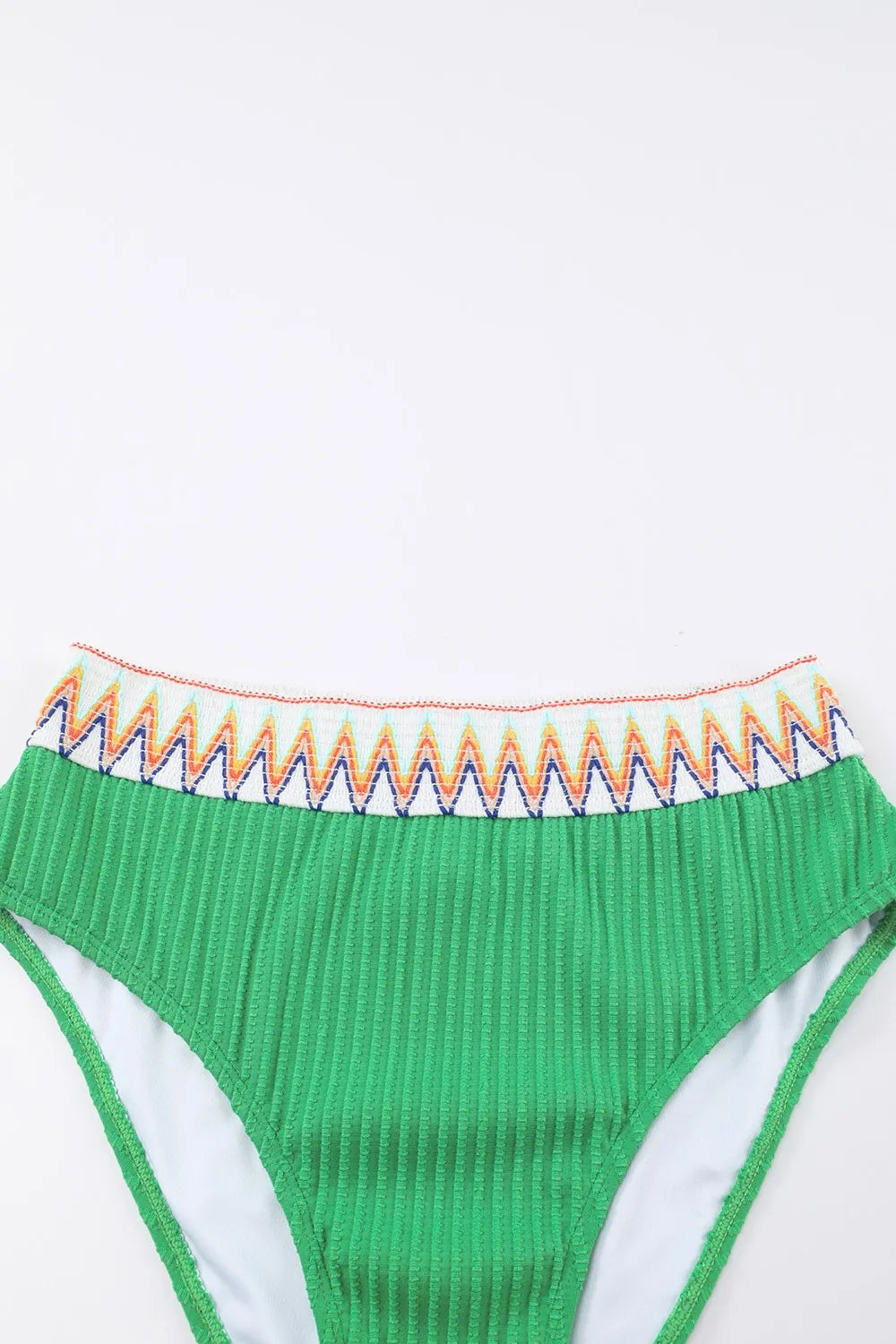 Textured Contrast Banding Bikini High Waist 2pcs Swimsuit