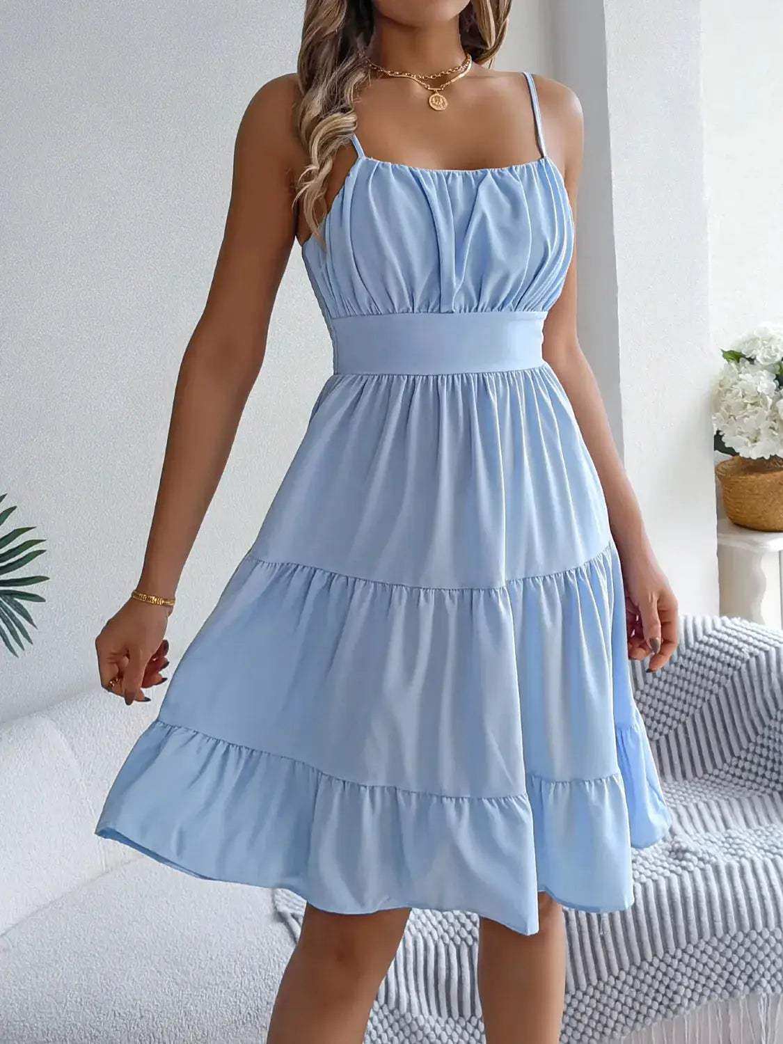 Smocked Back Tiered Cami Dress - Clothes For Her Online Store