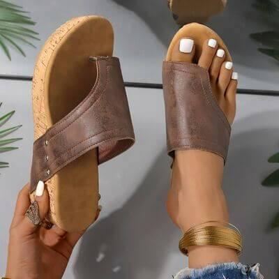 PU Leather Wedge Sandals - Clothes For Her Online Store