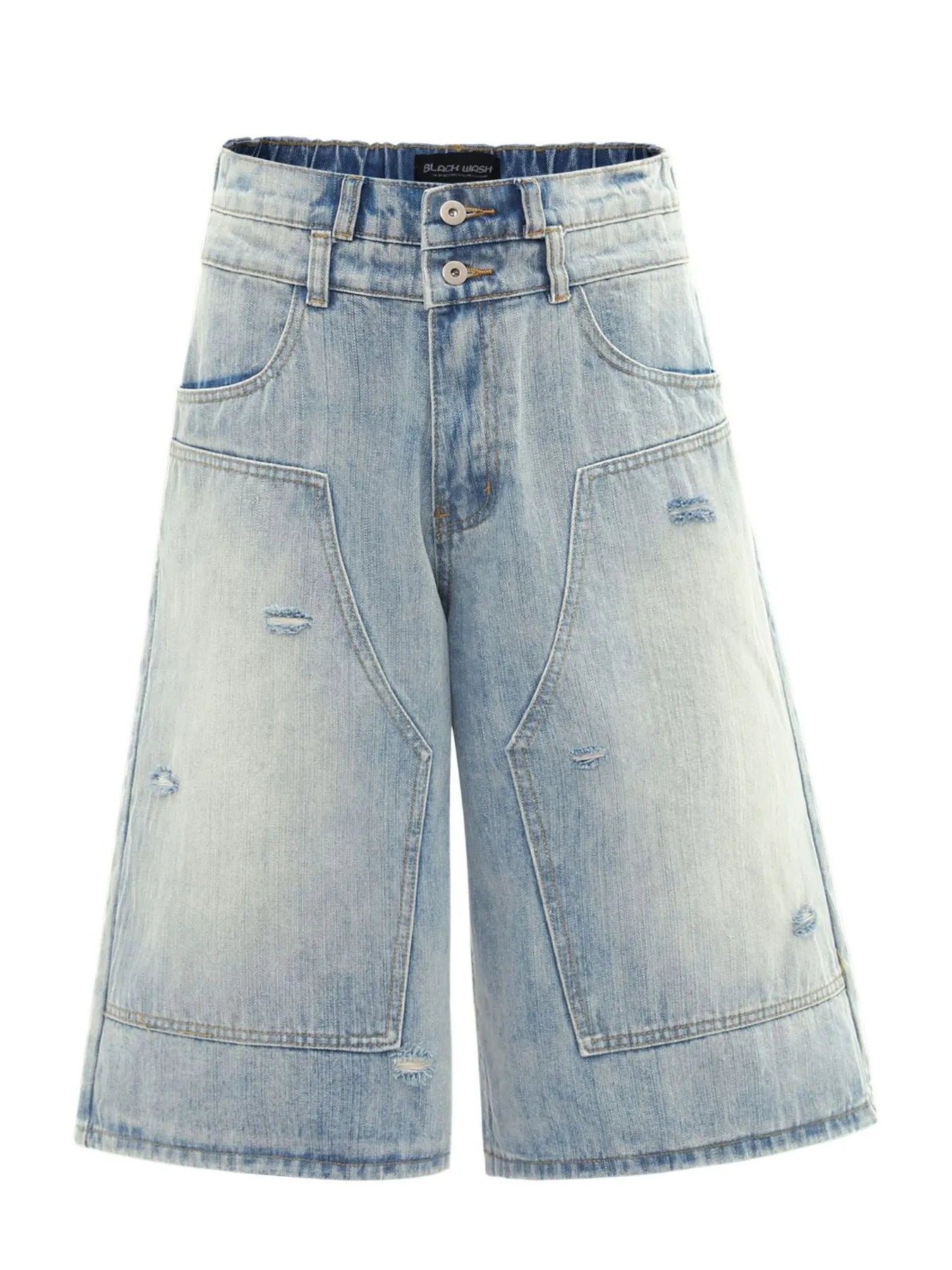 Men's Washed Wide Leg Cropped Jeans