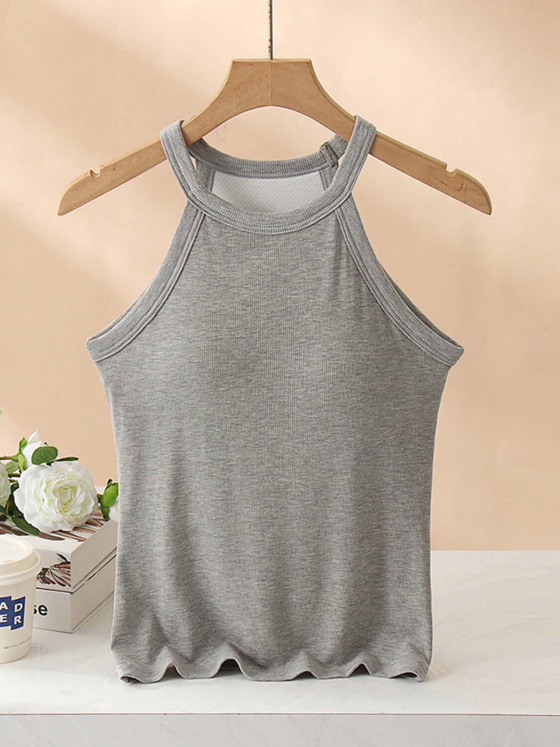 Grecian Neck Tank With Chest Pads