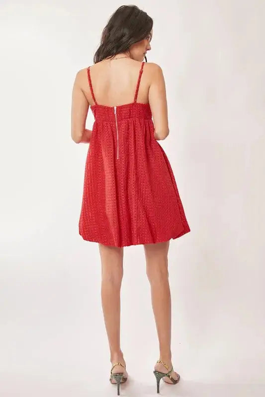 Davi & Dani Textured Sweetheart Neckline Bubble Hem Dress - Clothes For Her Online Store