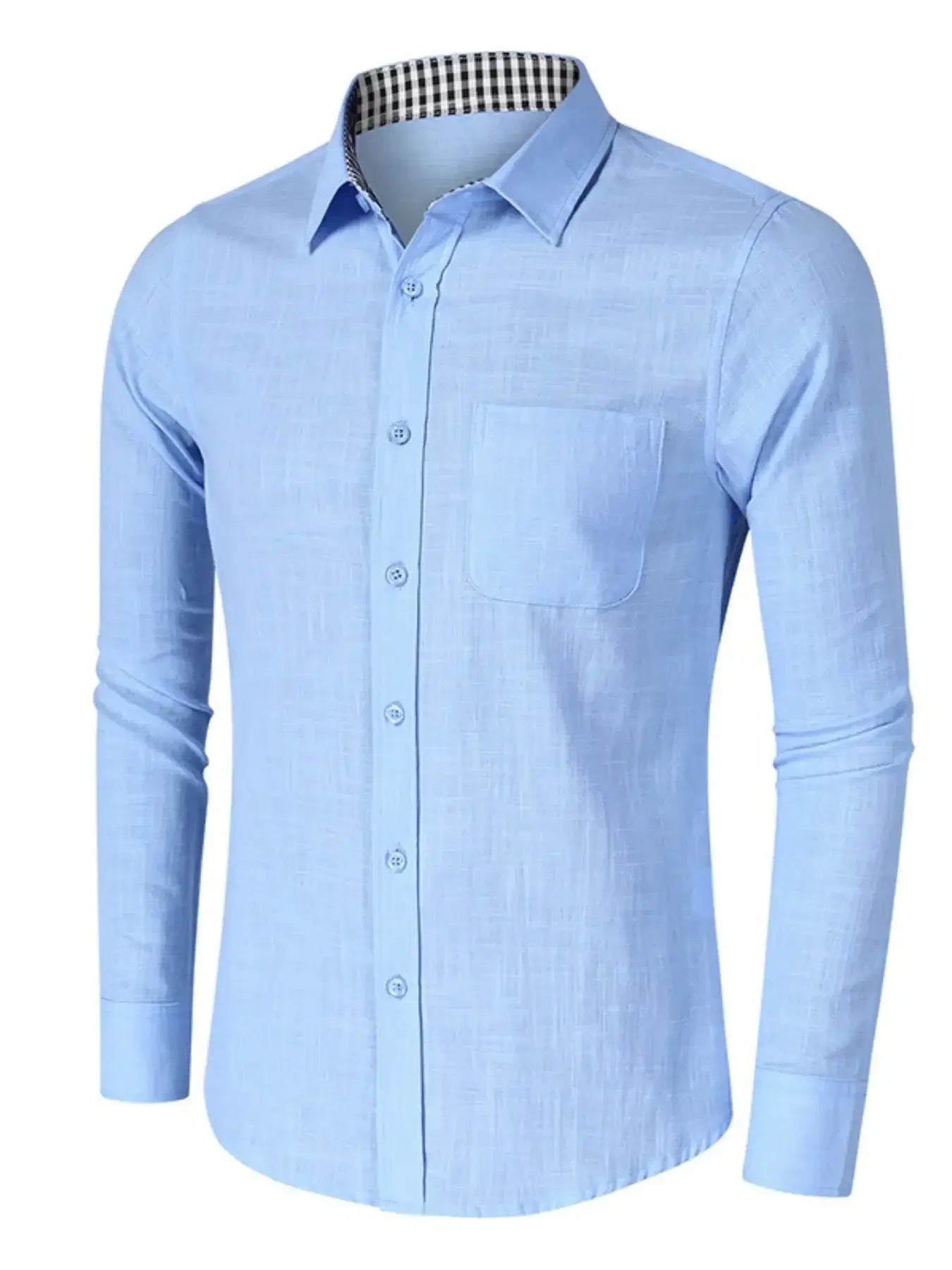 Men's Button-Down Shirt with Gingham Contrast