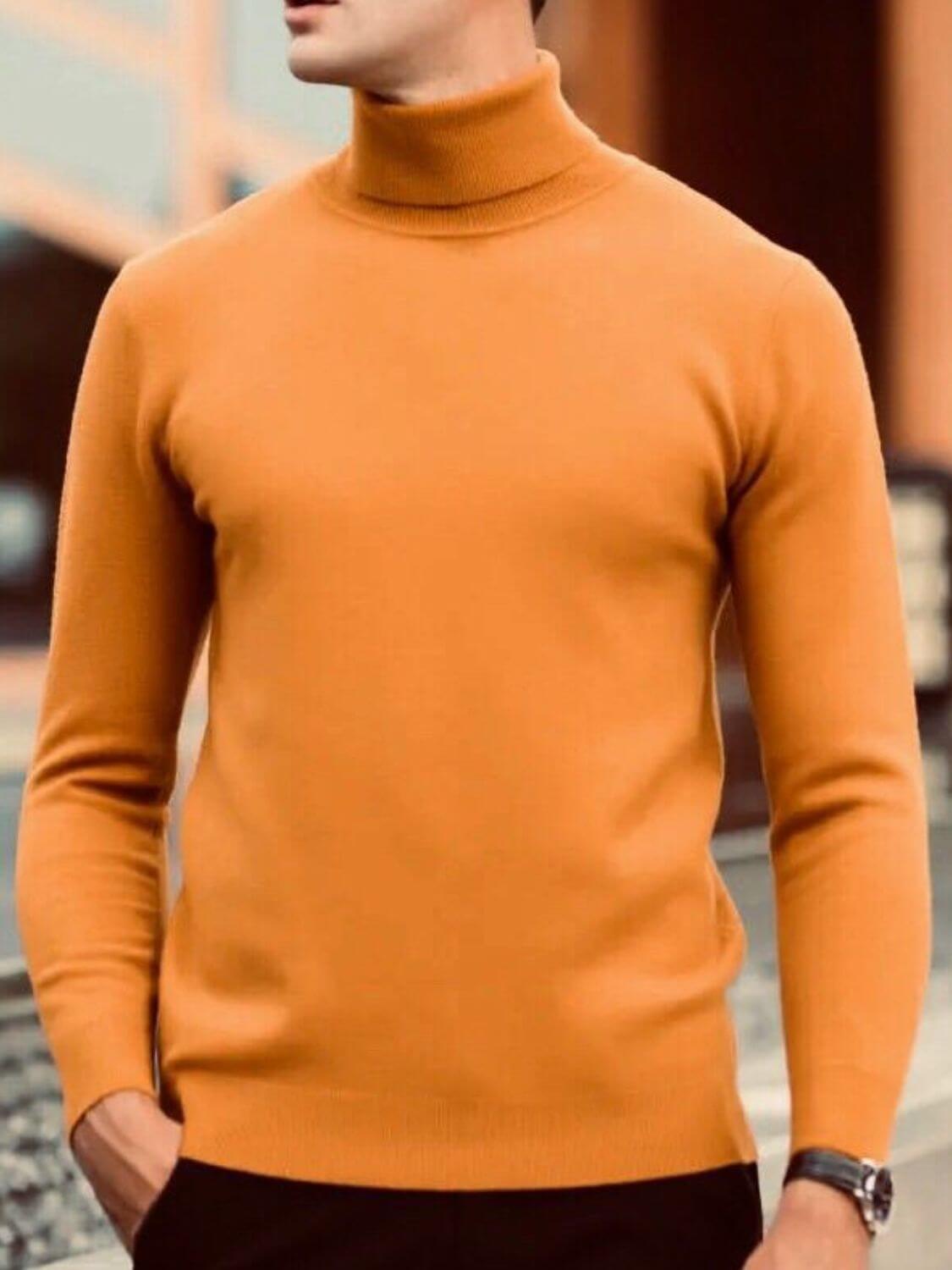 Men's Plus Size Turtleneck Long Sleeve Sweater