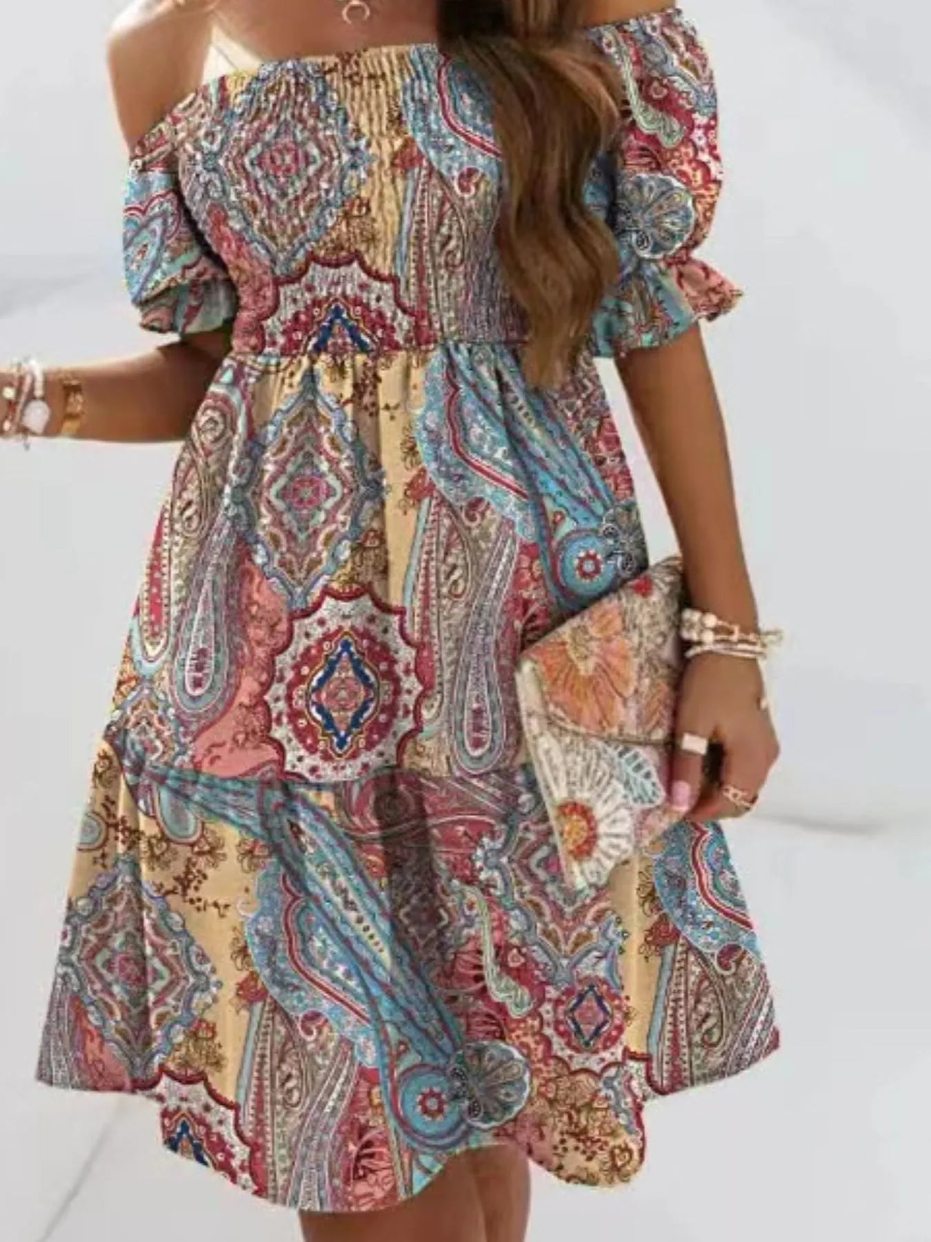 Off Shoulder Smocked Summer Dress