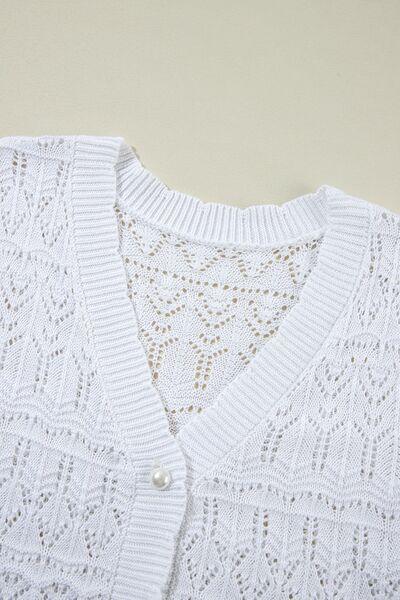 Hollow Out V Neck Knit Cardigan