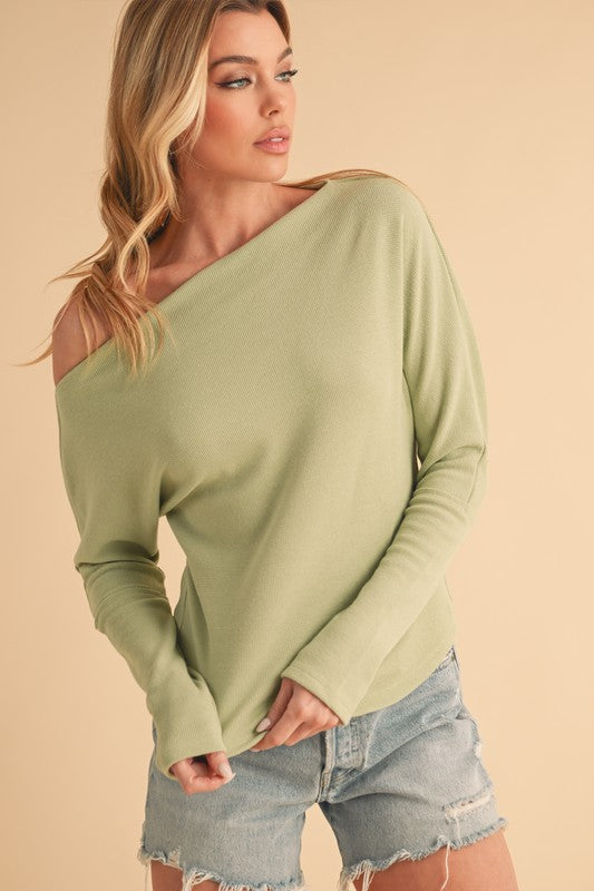 Aemi + Co One Shoulder Long Sleeve Knit Top - Clothes For Her Online Store