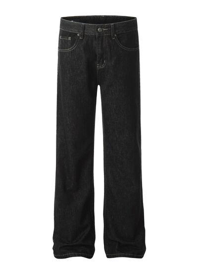 Men's Straight Leg Jeans with Pockets