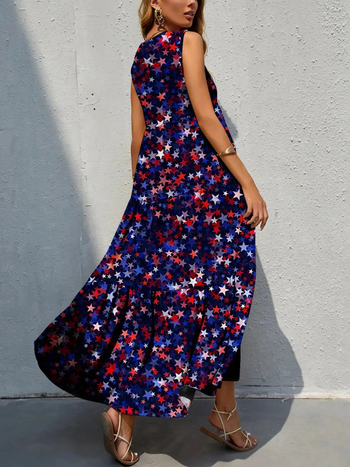 Star V-Neck Sleeveless Maxi Dress - Clothes For Her Online Store