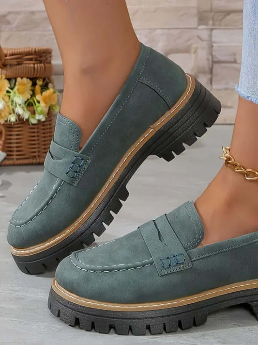 Round Toe Platform Loafers - Clothes For Her Online Store