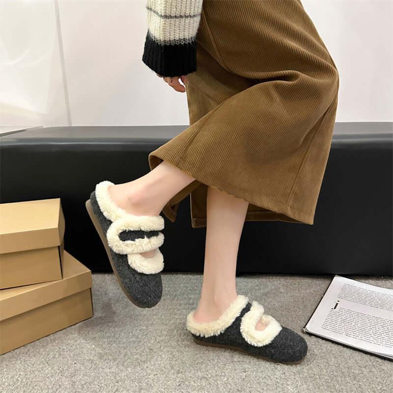 Round toe Flats Furry Slippers