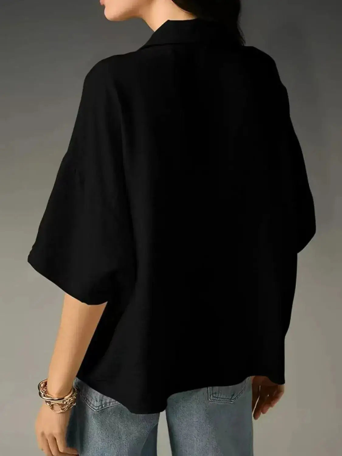 Collared Neck Half Sleeve Blouse - Clothes For Her Online Store
