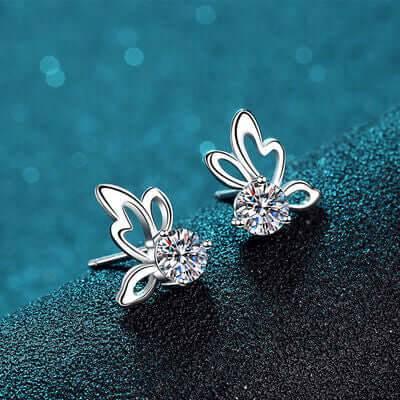 1 Carat Moissanite Butterfly Shape Earrings