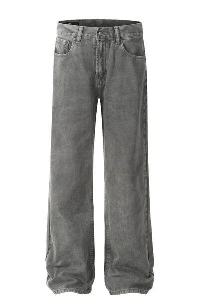 Men's Straight Leg Jeans with Pockets - Clothes For Her Online Store