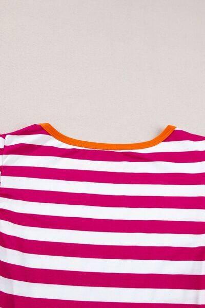 Striped Contrast Round Neck Top