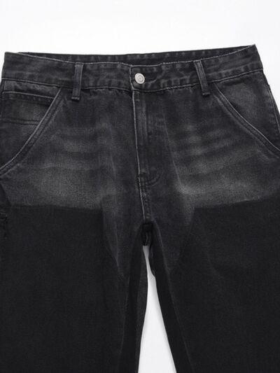 Men's Full Size Washed Straight Leg Jeans Plus Size - Clothes For Her Online Store