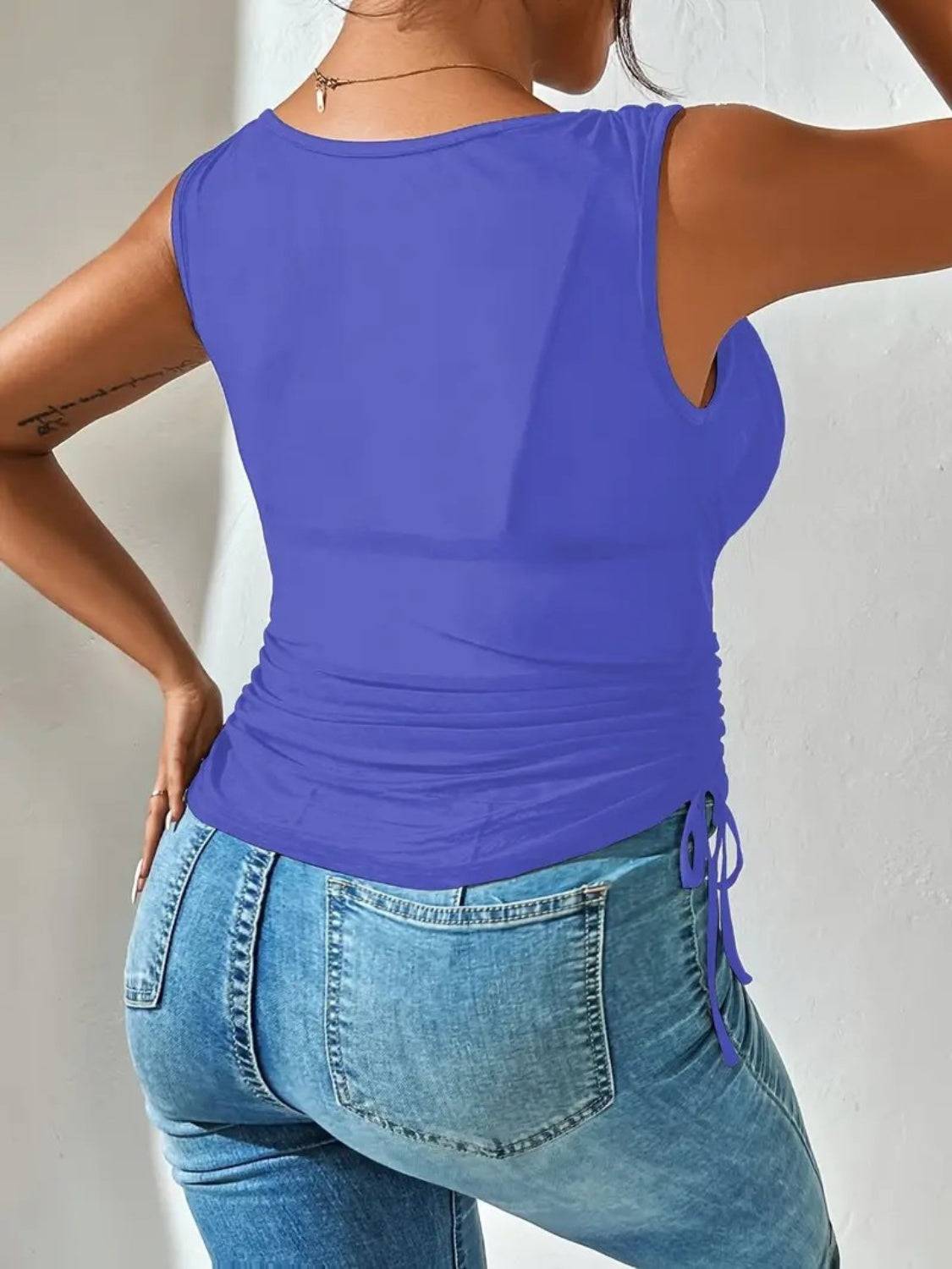 Side Drawstring Ruched Tank - Clothes For Her Online Store