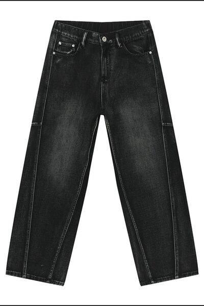 Panelled Straight Leg Jeans