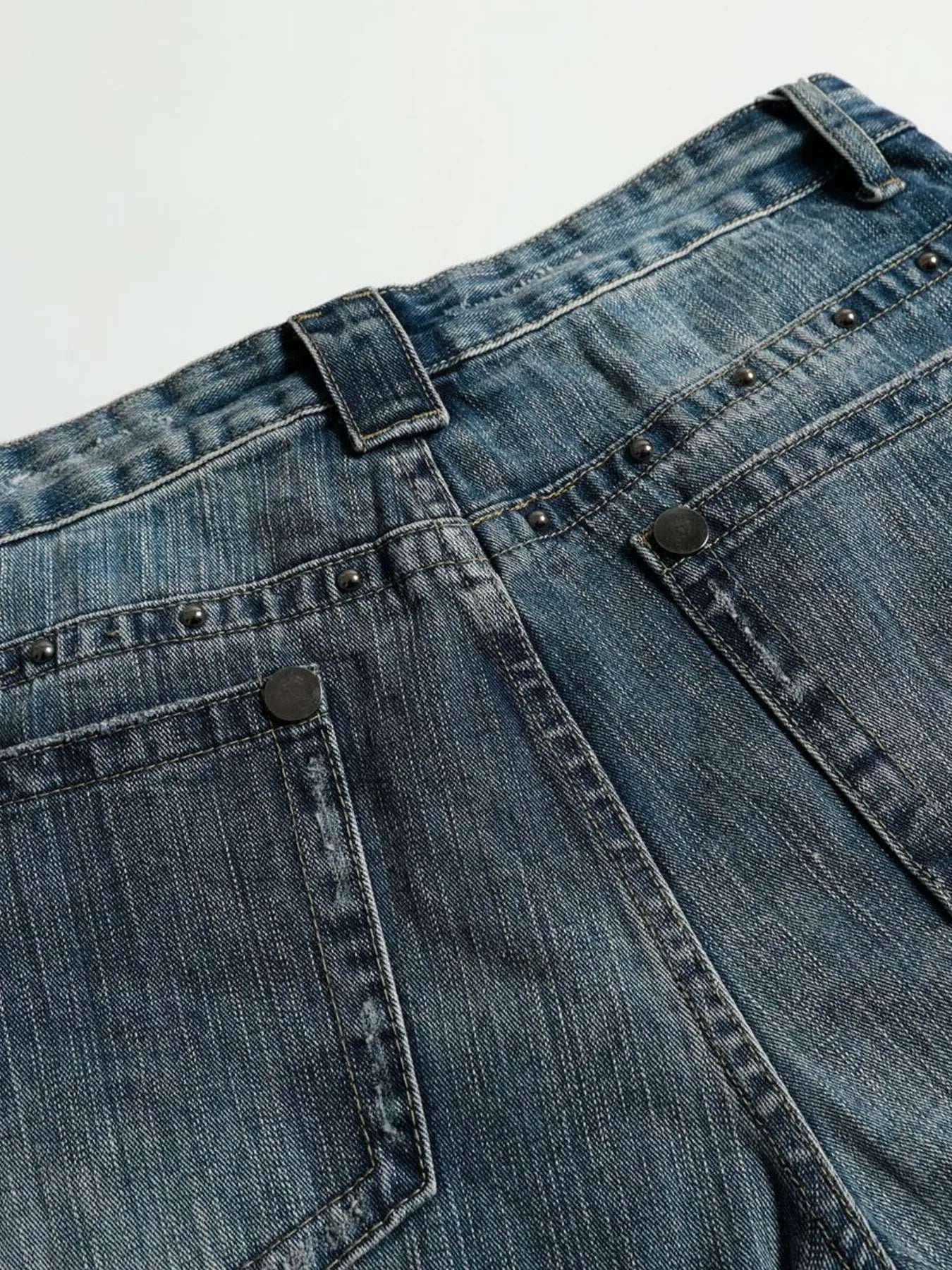 Men's Vintage Wide Leg Pearl Detail Jeans