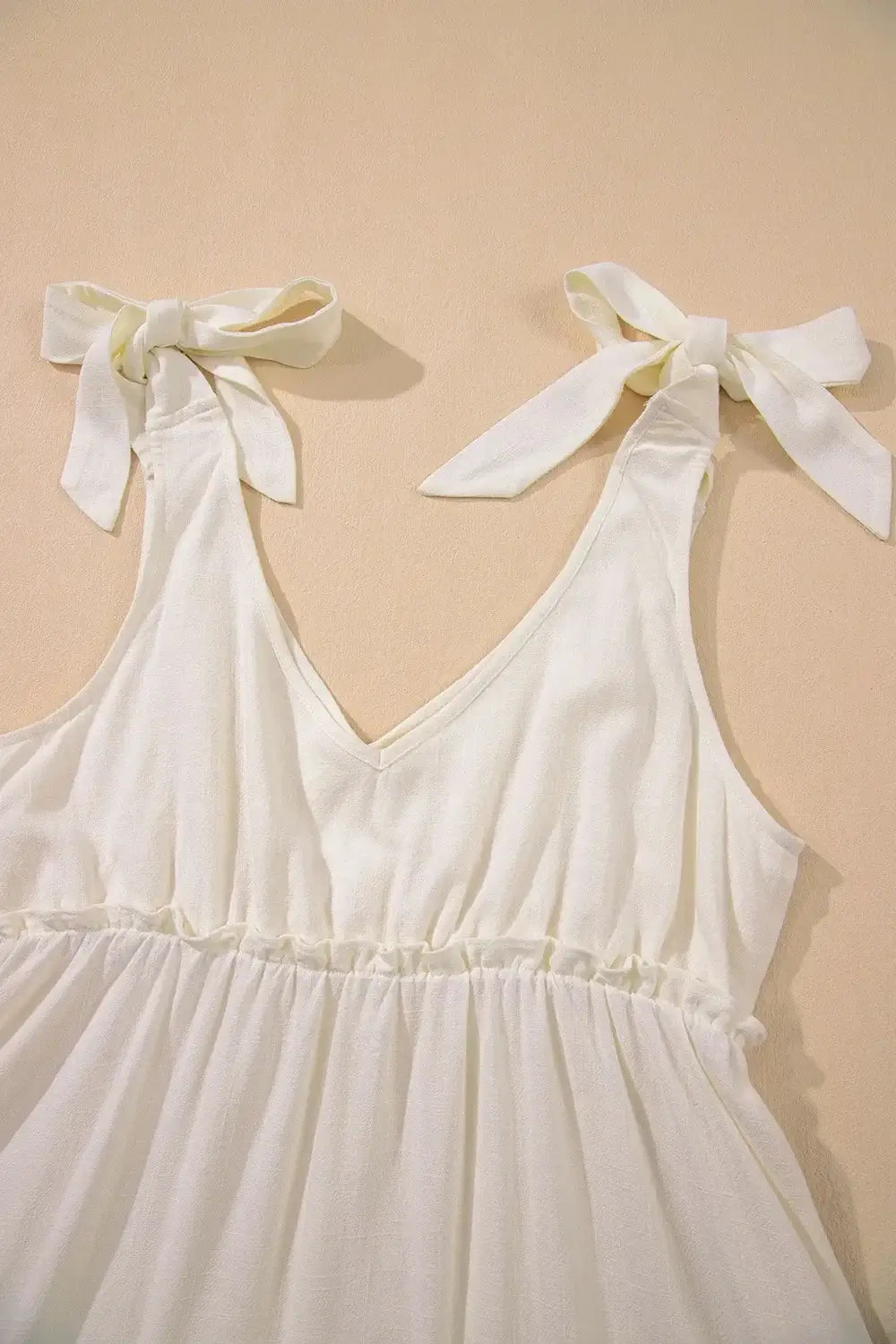 Solid Color Tied Straps Ruffle Tiered Mini Dress