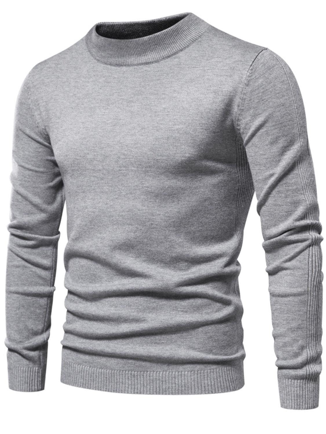 Men's Mock Neck Long Sleeve Sweater - Clothes For Her Online Store