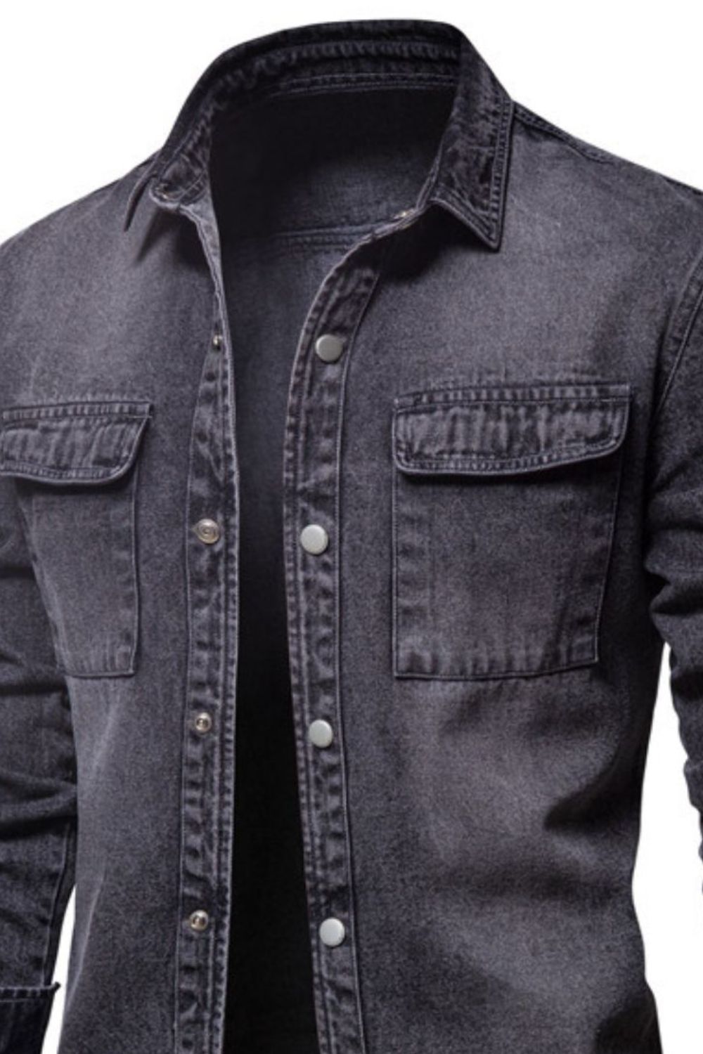 Men's Button Down Chest Pocket Denim Jacket - Clothes For Her Online Store