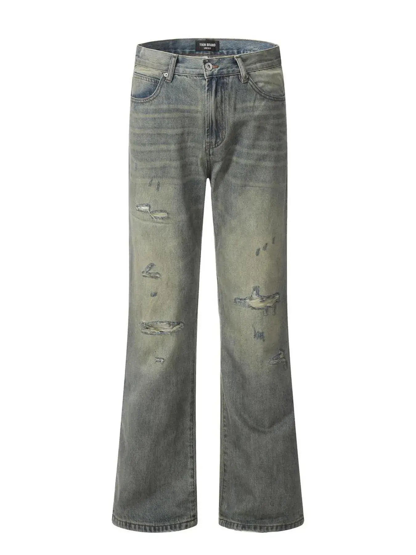 Men's Distressed Slim Bootcut Washed Jeans