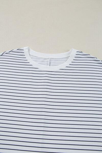 Stripe Round Neck Short Sleeve Mini Dress - Clothes For Her Online Store
