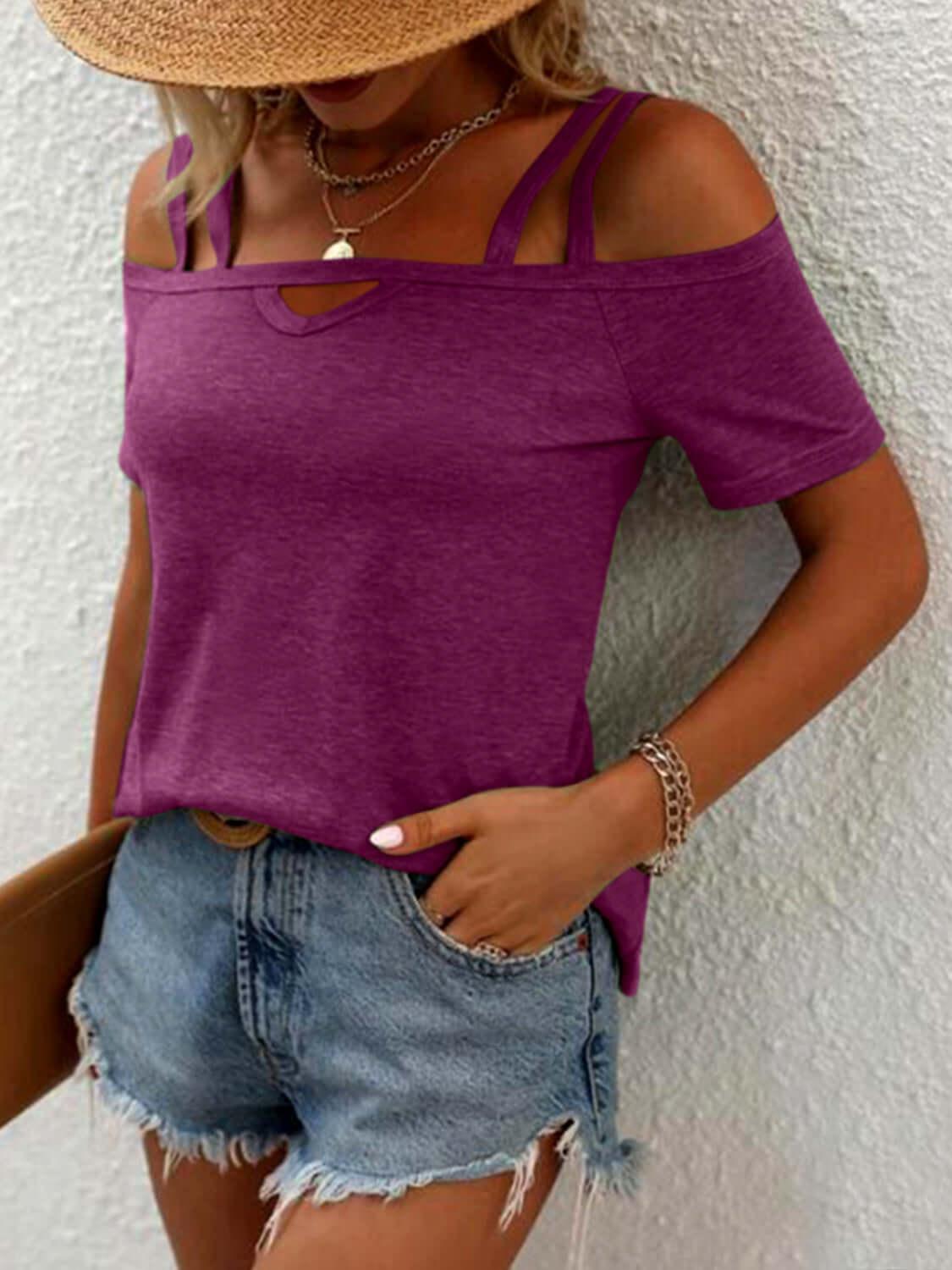 Off-Shoulder Short Sleeve T-Shirt