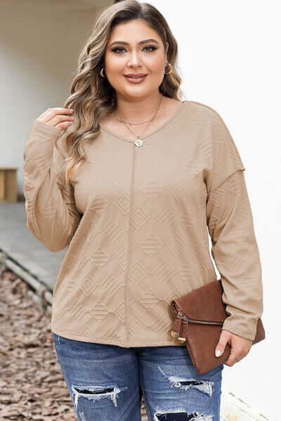 Plus Size Exposed Seam Dropped Shoulder T-Shirt - Clothes For Her Online Store