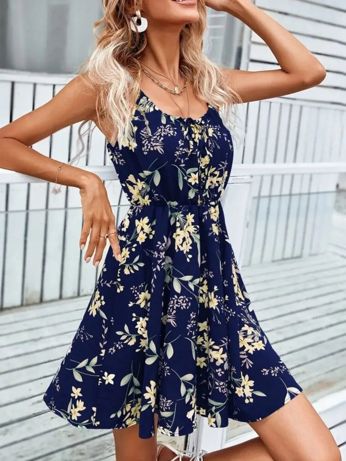Floral Print Spaghetti Strap Summer Mini Dress