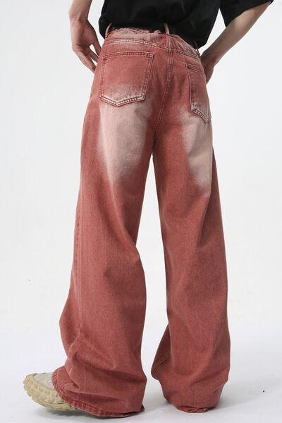 Men's Washed Wide Leg Jeans