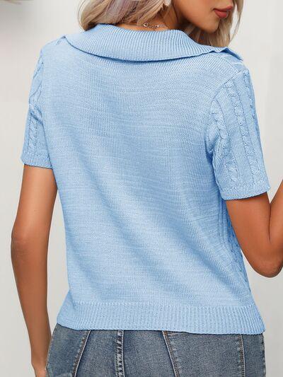 Cable Knit Short Sleeve Top