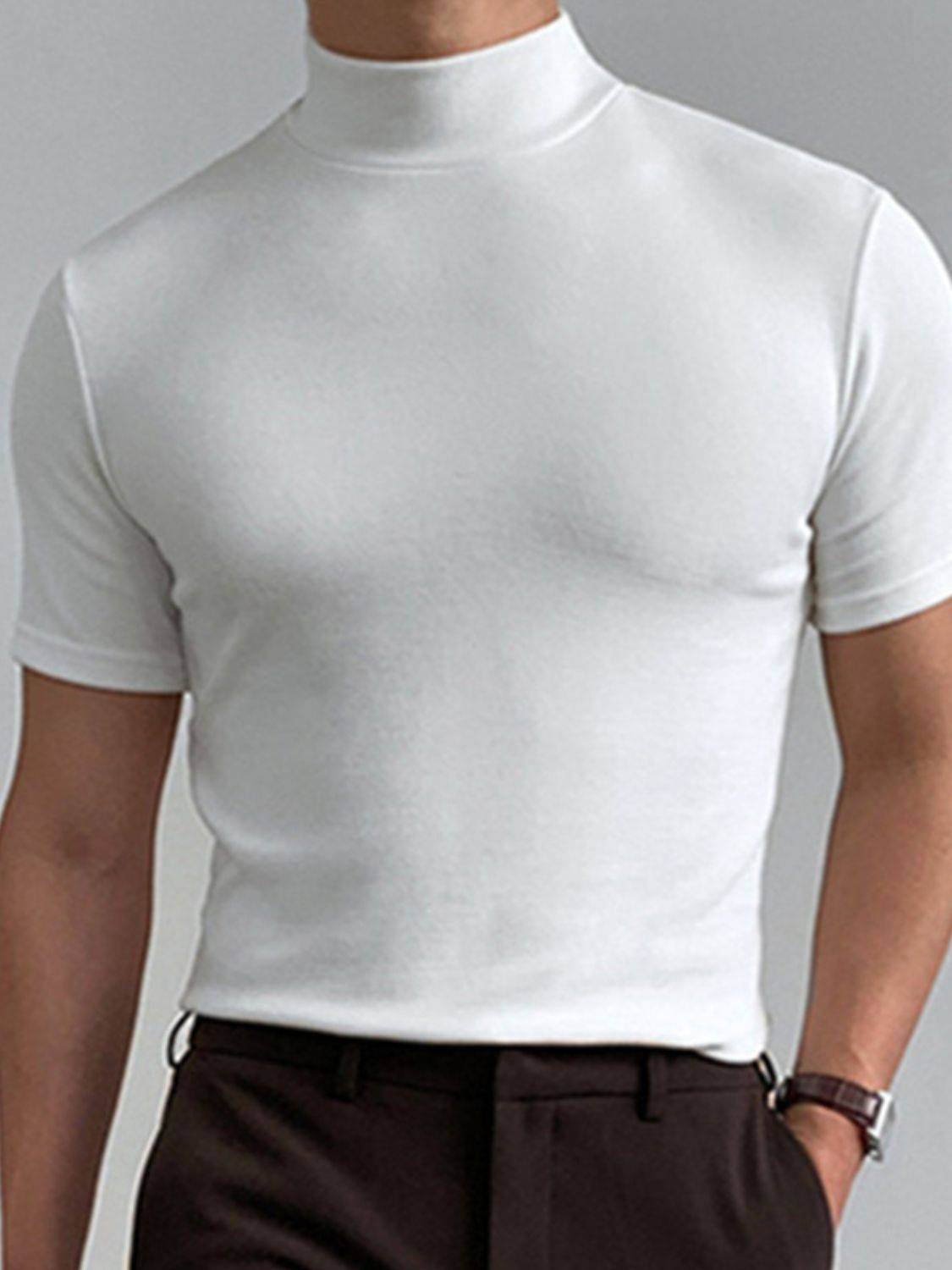 Men's Full Size Mock Neck Short Sleeve T-Shirt Plus Size - Clothes For Her Online Store