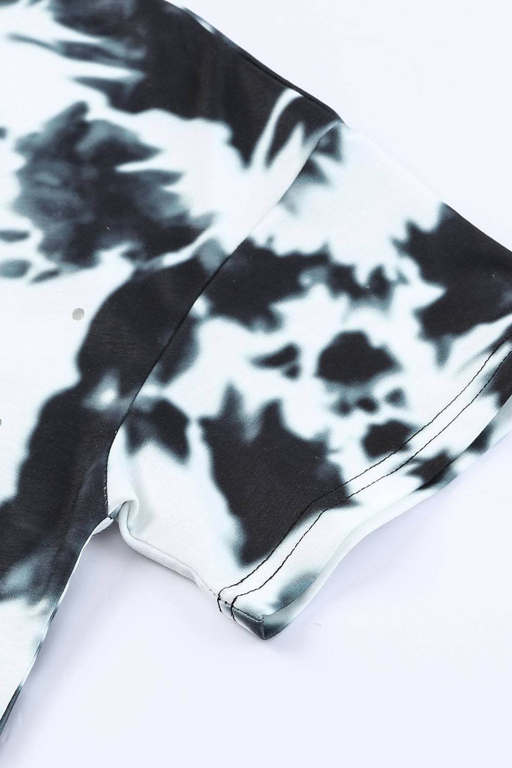 Tie-Dye Round Neck Short Sleeve Tunic Tee - Clothes For Her Online Store