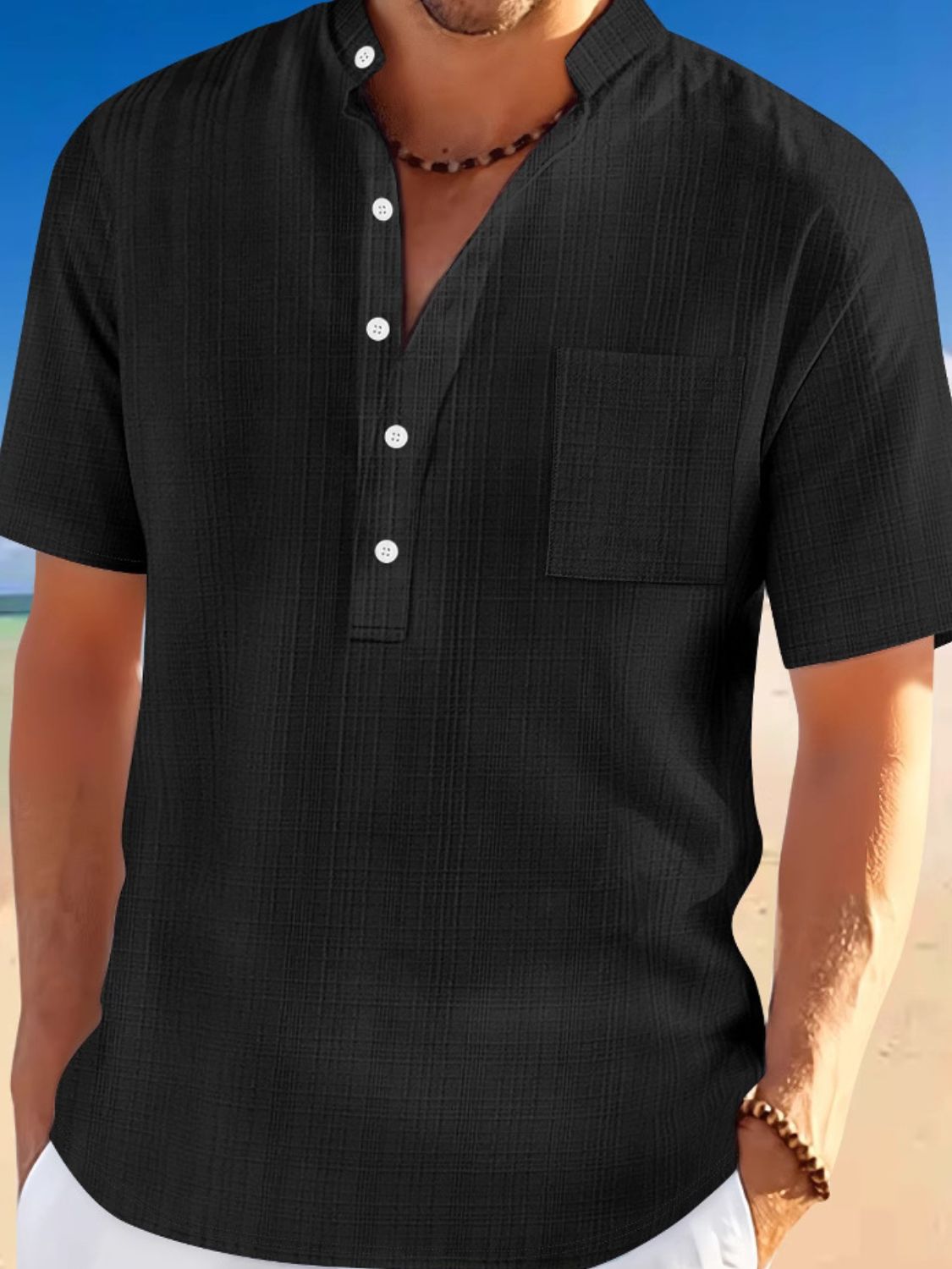 Men's Full Size Half Button Short Sleeve Polo Plus Size - Clothes For Her Online Store