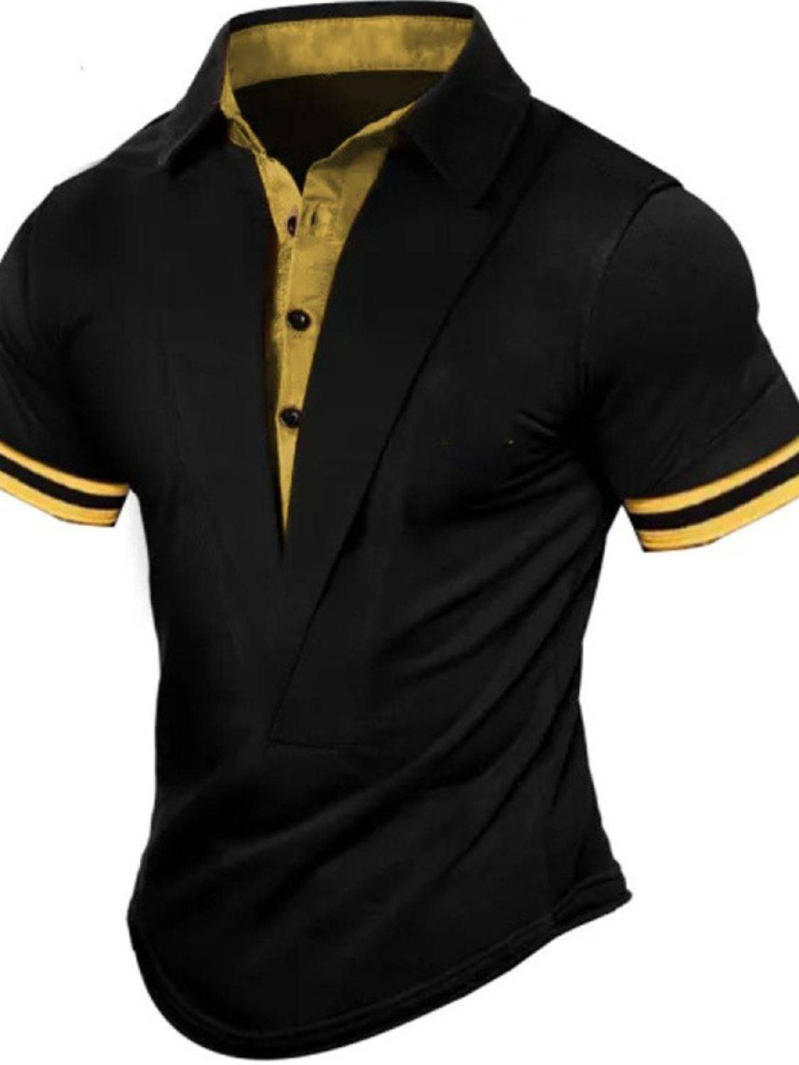 Men's Collared Neck Contrast Short Sleeve Polo