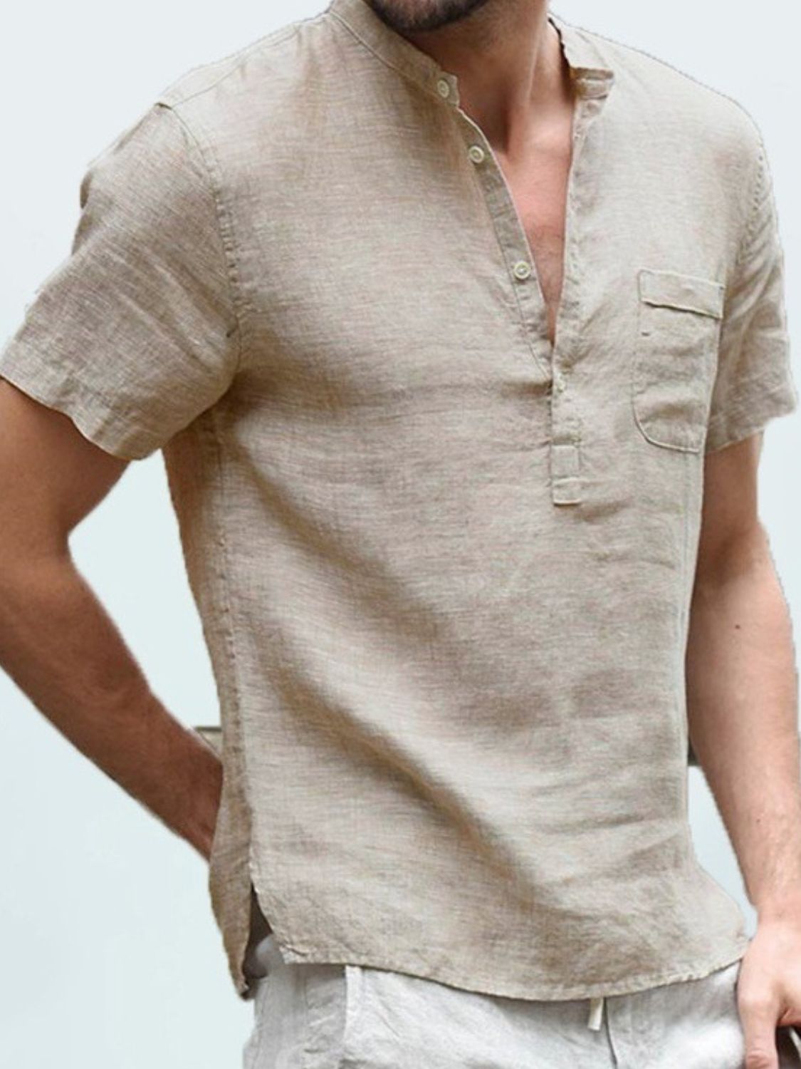 Men's Full Size Half Button Short Sleeve Polo Plus Size - Clothes For Her Online Store
