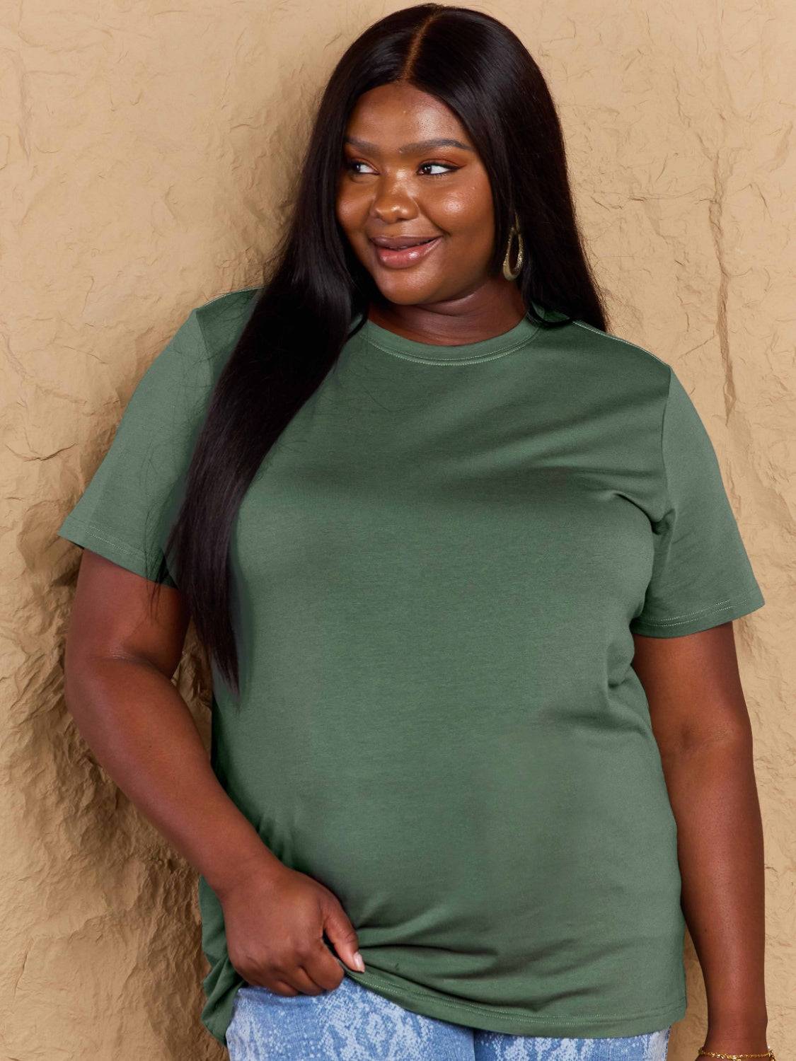 Full Size Round Neck Short Sleeve T-Shirt - Clothes For Her Online Store