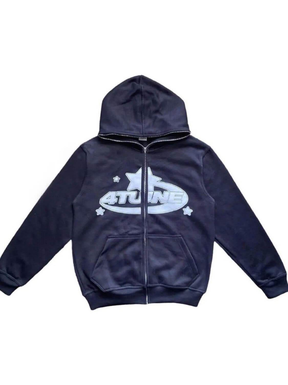 Men's Zip Up Star Graphic Hoodie