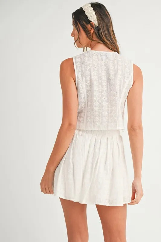 MABLE Eyelet Lace Top and Mini Skirt Set - Clothes For Her Online Store