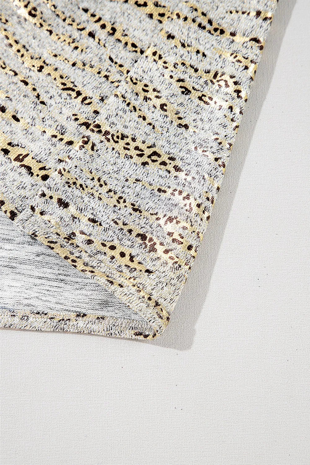Leopard Print Half Sleeve V Neck Loose Fit T Shirt