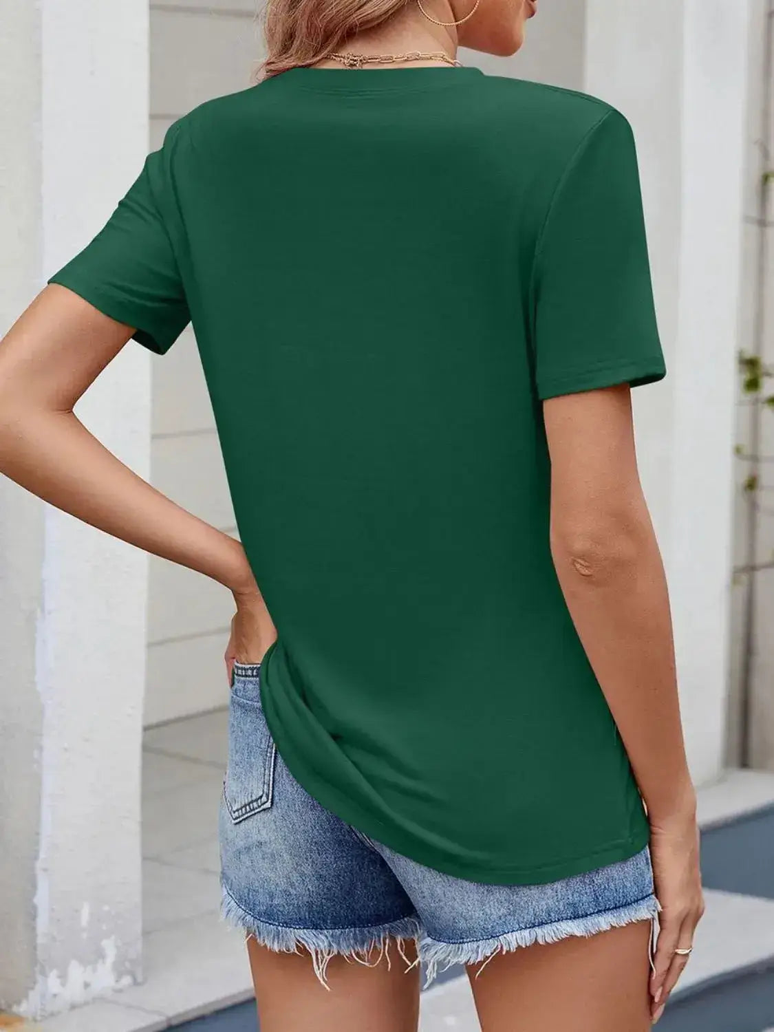 Round Neck Short Sleeve T-Shirt - Clothes For Her Online Store