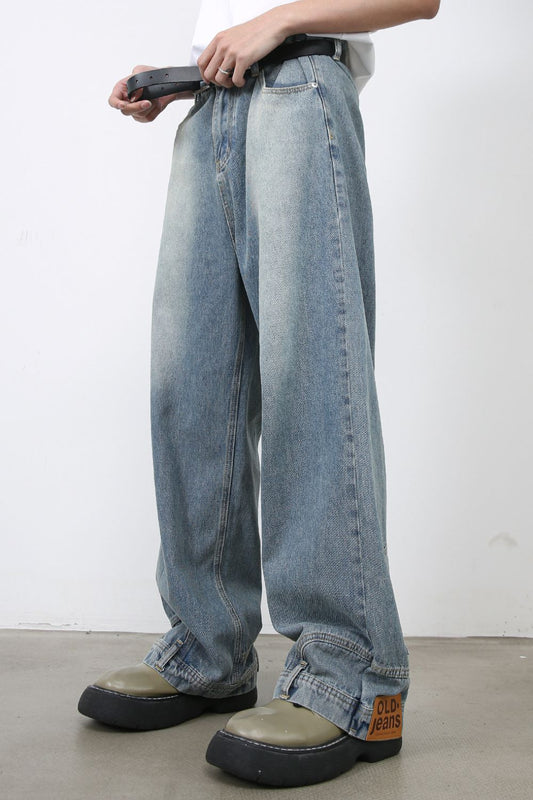 Men's Washed Loose Jeans with Pockets - Clothes For Her Online Store