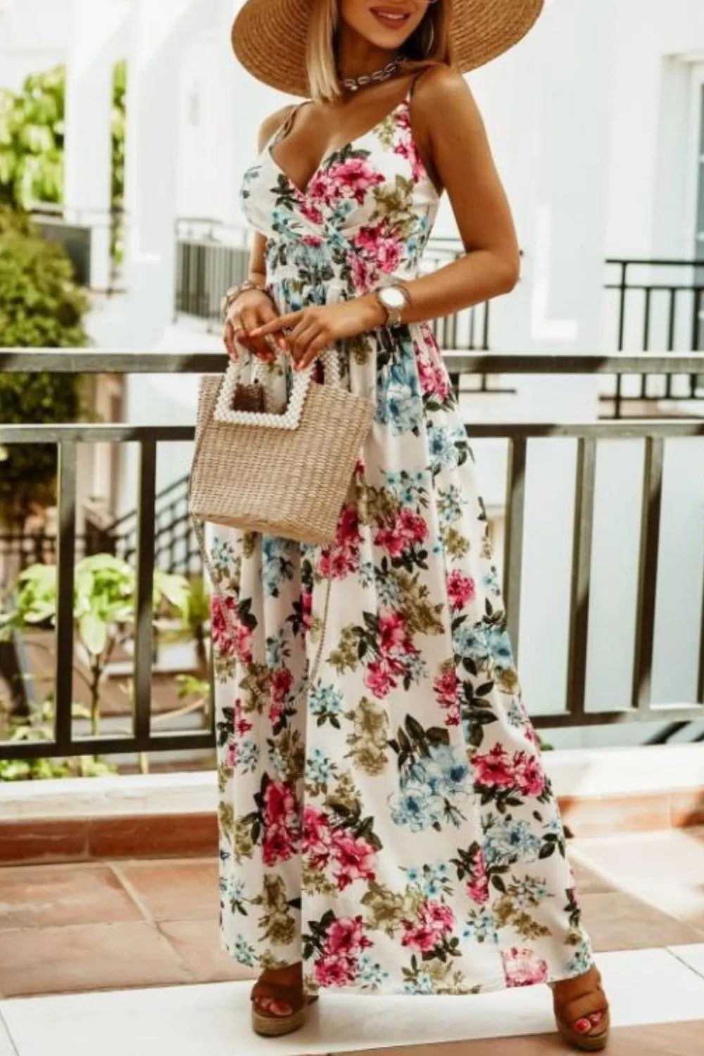 Printed Spaghetti Strap Maxi Dress