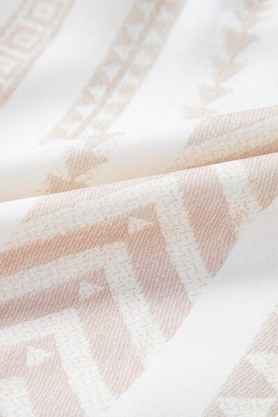 Geometric Jacquard Notched Half Sleeve Blouse - Clothes For Her Online Store