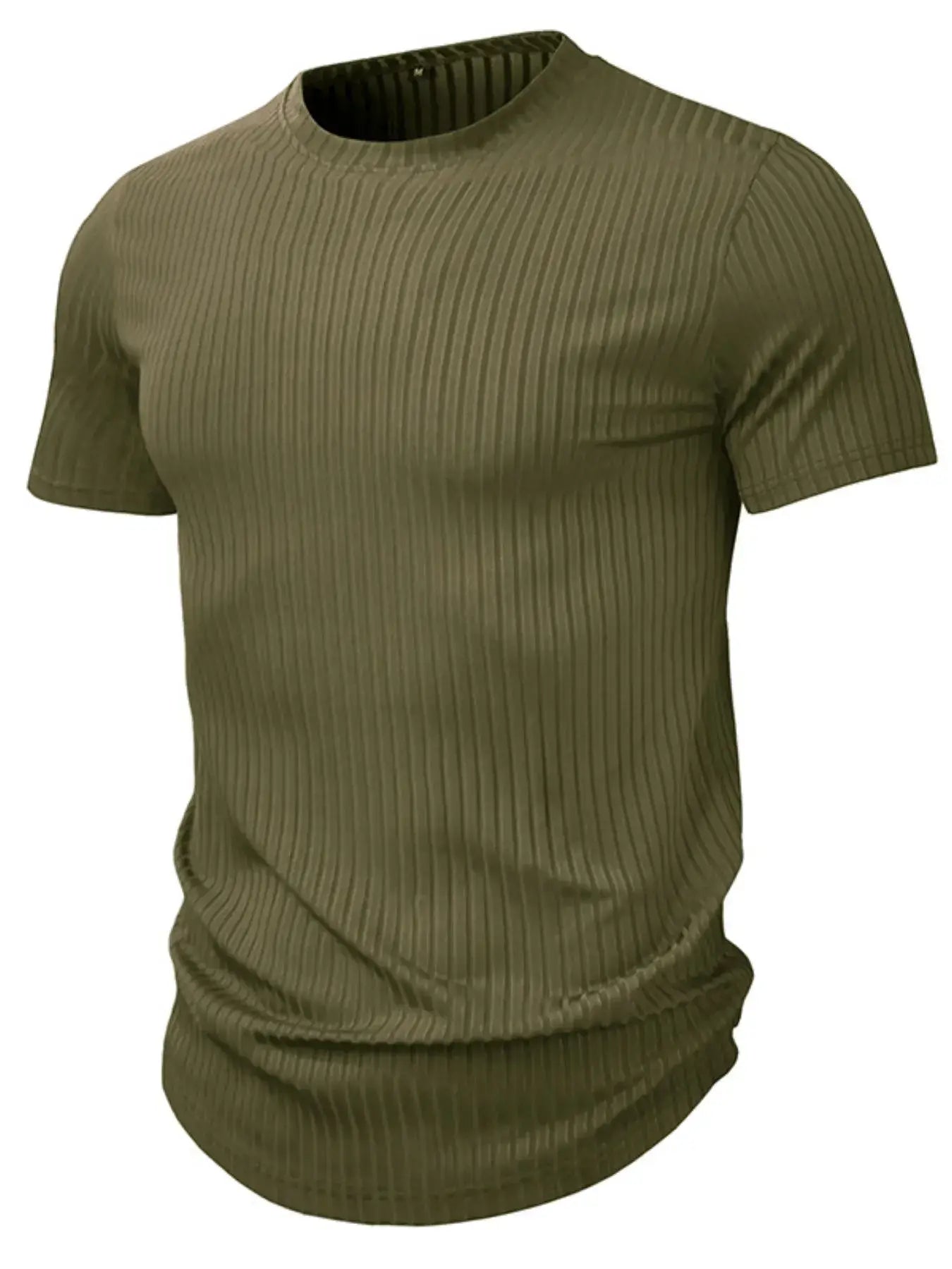 Men's Full Size Ribbed Knit Short Sleeve Round Neck T-Shirt Plus Size
